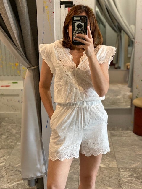 White lace hotsell romper shorts